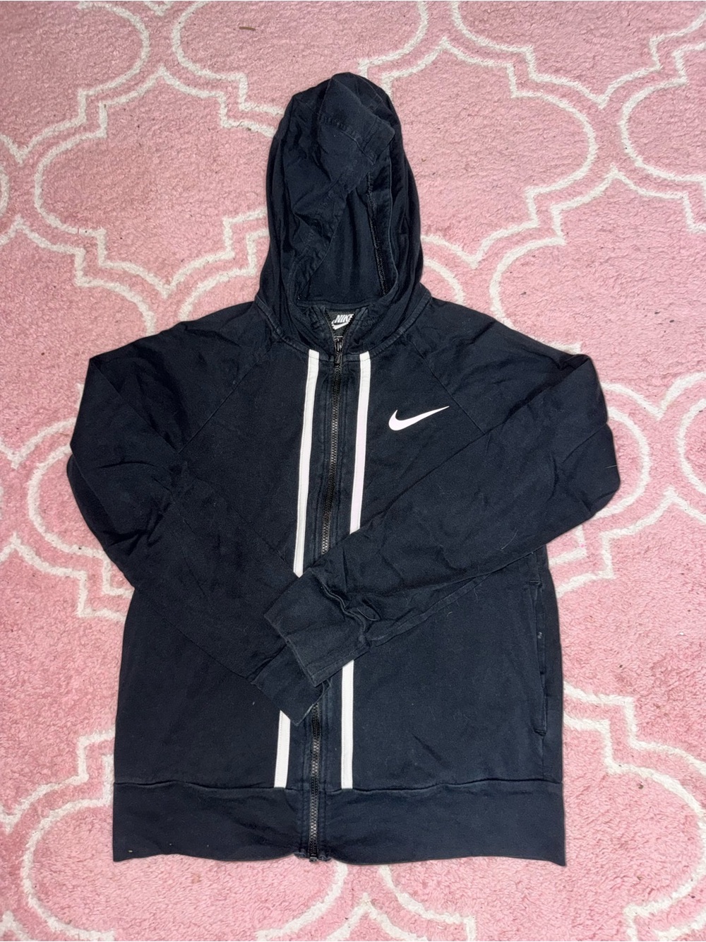 Nike Black Hoodie with White Swoosh Tag